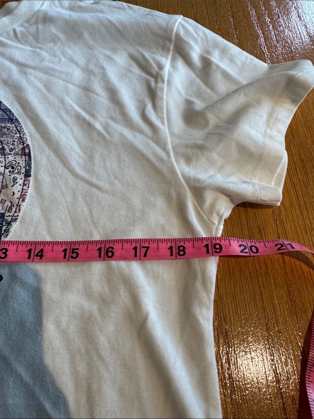 Levi's White Tee with Red & Blue Patchwork Peace Graphic - Picture 5 of 6